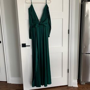 Floor length emerald green dress